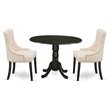 Atlin Designs 3-piece Wood Dining Set in Black/Light Beige