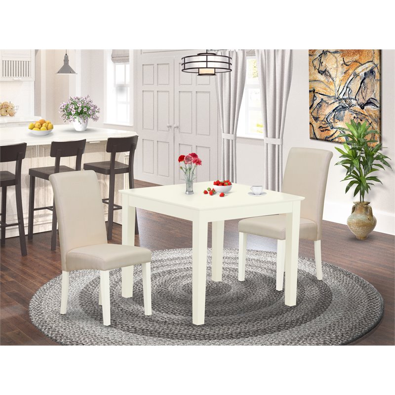 Atlin Designs 3-piece Wood Dining Set in Linen White/Cream