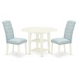 Atlin Designs 3-piece Wood Dining Set in Linen White/Baby Blue