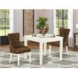 Atlin Designs 3-piece Wood Dining Set in Linen White/Dark Coffee