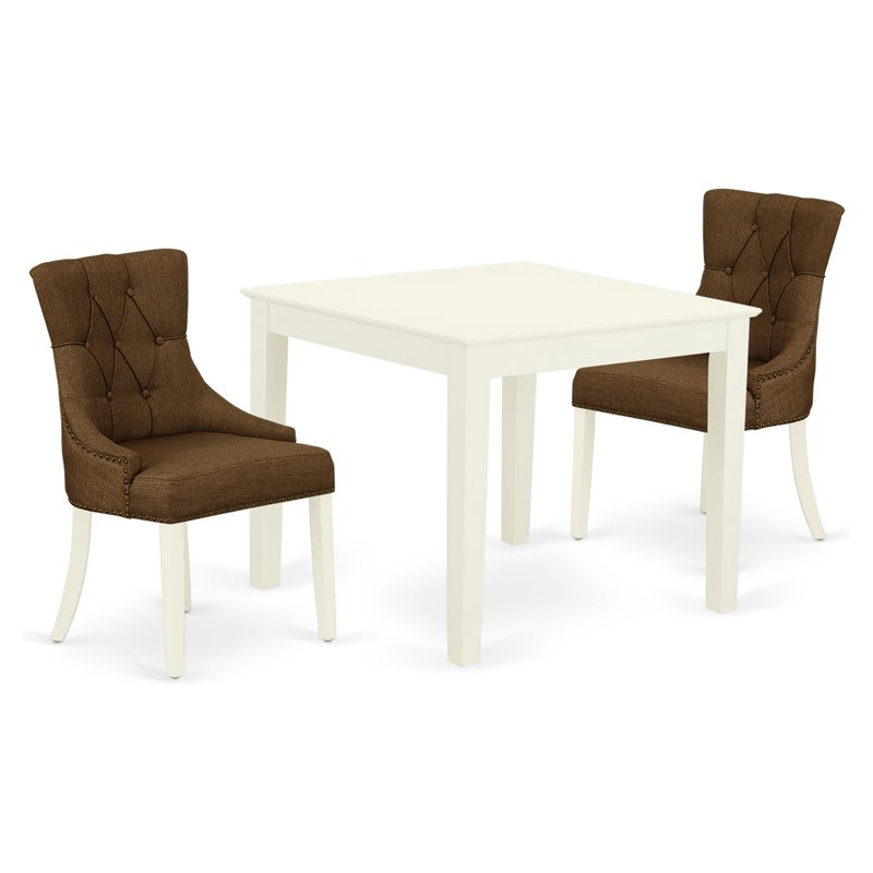 Atlin Designs 3-piece Wood Dining Set in Linen White/Dark Coffee