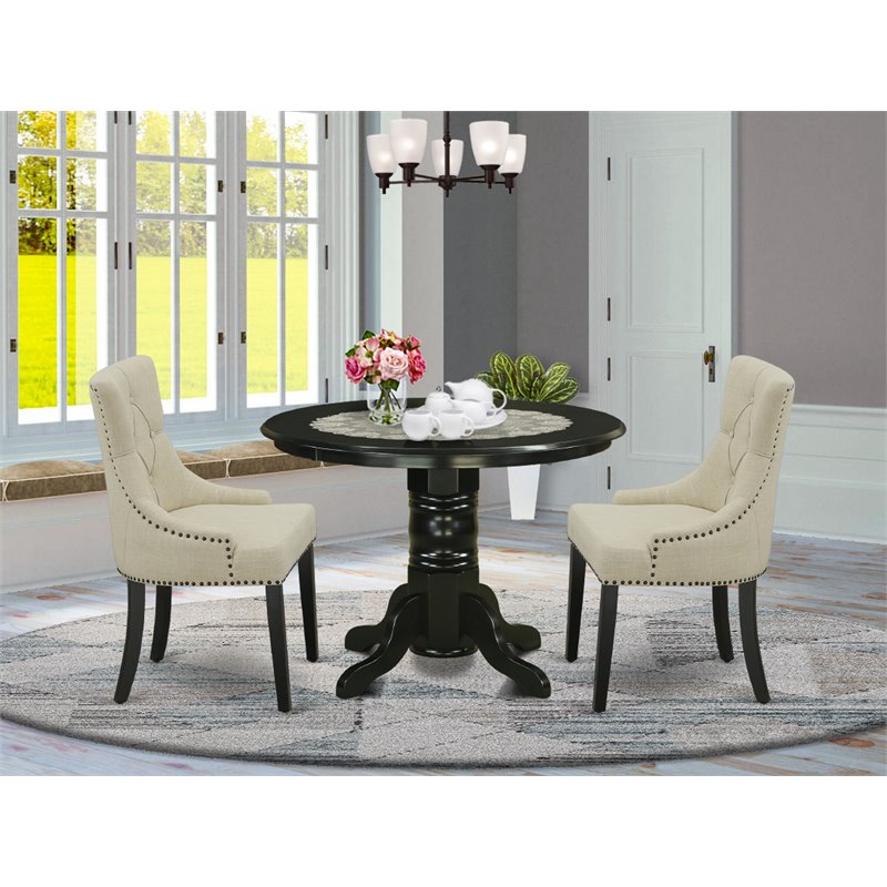 Atlin Designs 3-piece Wood Dining Set in Black/Light Beige