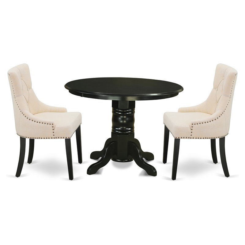 Atlin Designs 3-piece Wood Dining Set in Black/Light Beige