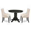 Atlin Designs 3-piece Wood Dining Set in Black/Light Beige
