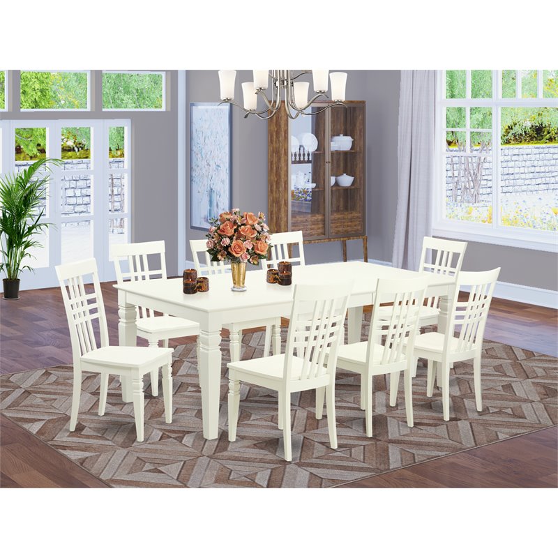 Atlin Designs 9-piece Wood Dining Table and Chairs in Linen White