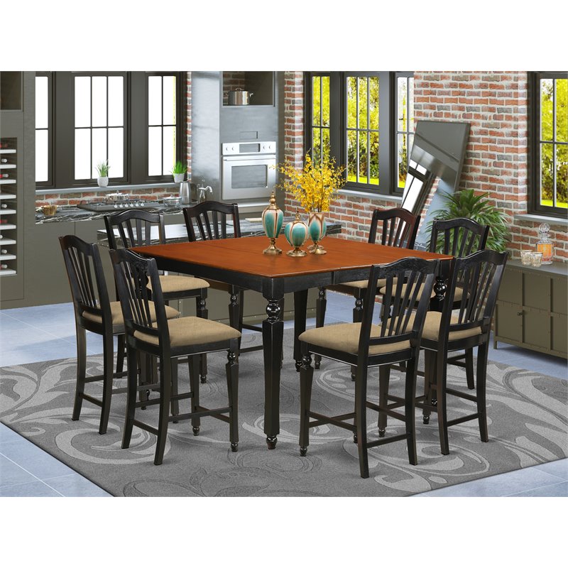 Atlin Designs 9-piece Wood Dining Set in Black/Cherry