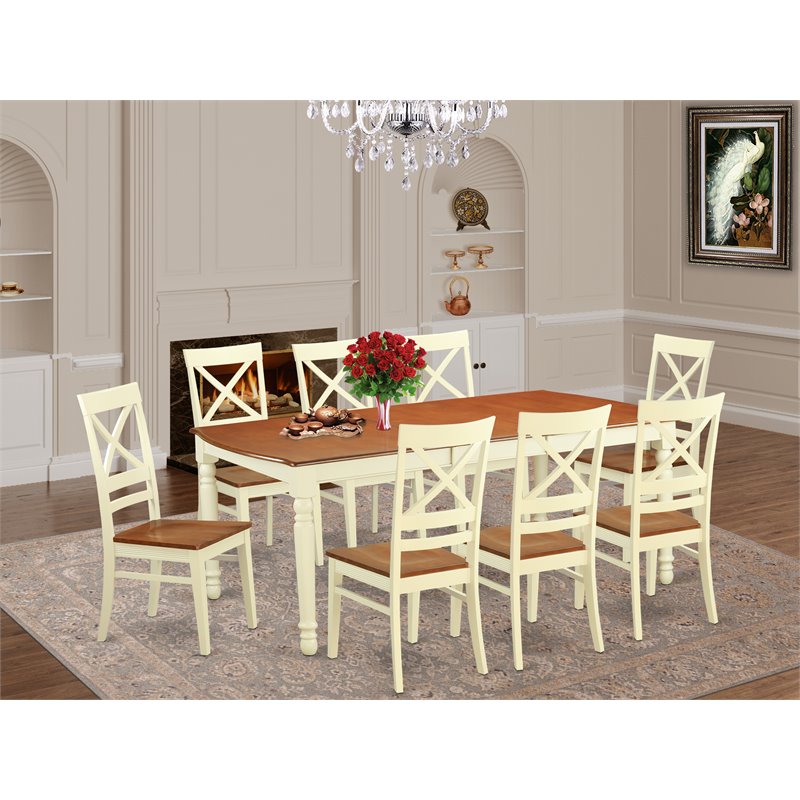 Atlin Designs 9-piece Wood Dining Table and Chair Set in Cherry