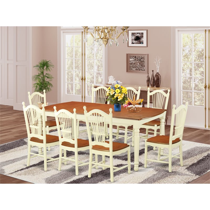 Atlin Designs 9-piece Wood Dining Table and Chairs in Cherry