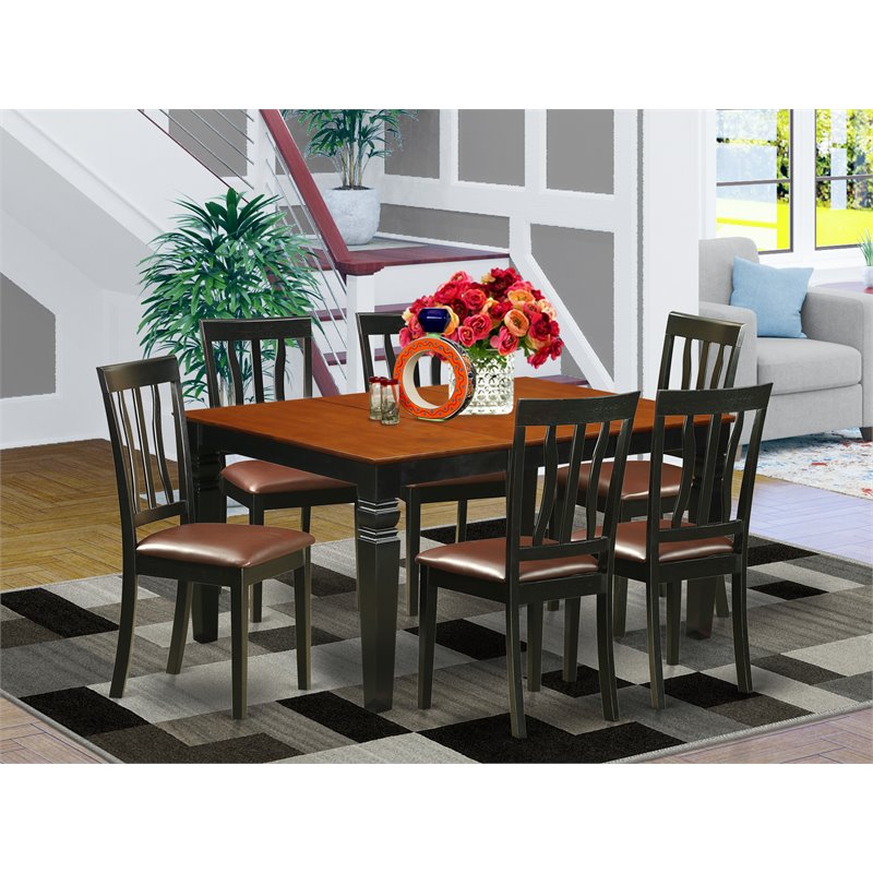 Atlin Designs 7-piece Wood Kitchen Table Set in Black/Cherry