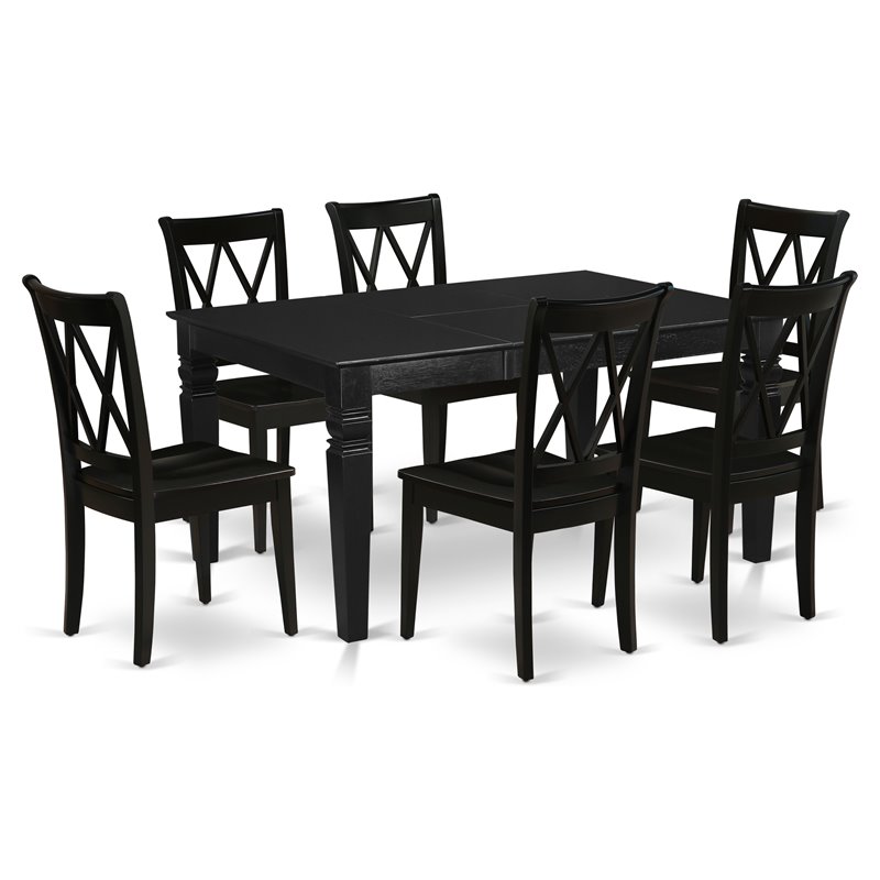 Atlin Designs 7-piece Wood Kitchen Table and Chair Set in Black