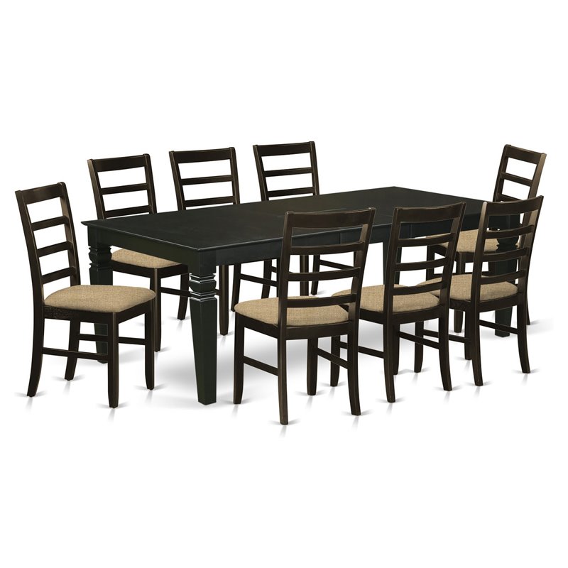Atlin Designs 9-piece Wood Dining Set with Linen Chairs in Black