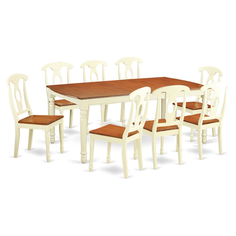 Atlin Designs 9-piece Wood Dining Table Set in Buttermilk/Cherry