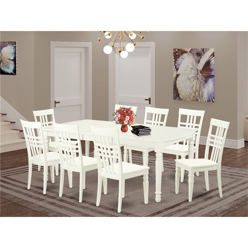Atlin Designs 9-piece Wood Table and Dining Chair Set in Linen White