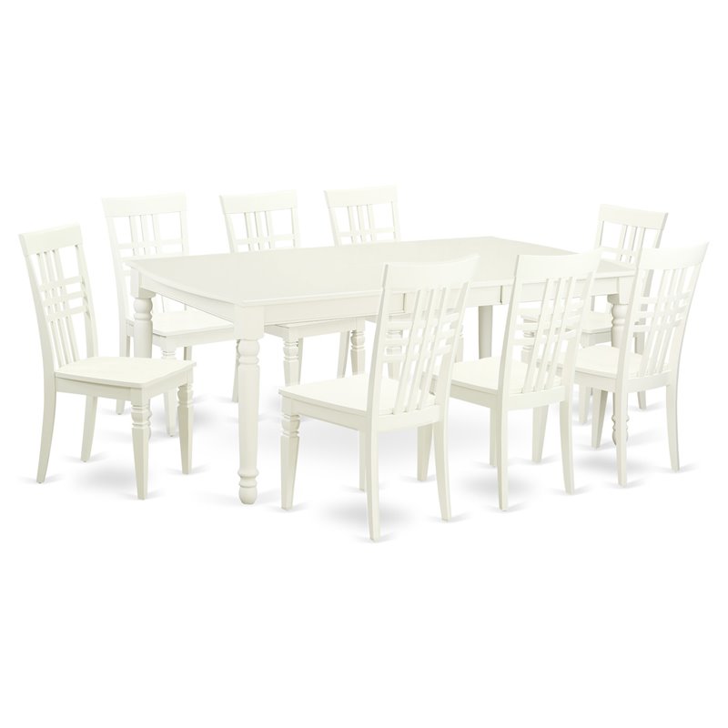 Atlin Designs 9-piece Wood Table and Dining Chair Set in Linen White