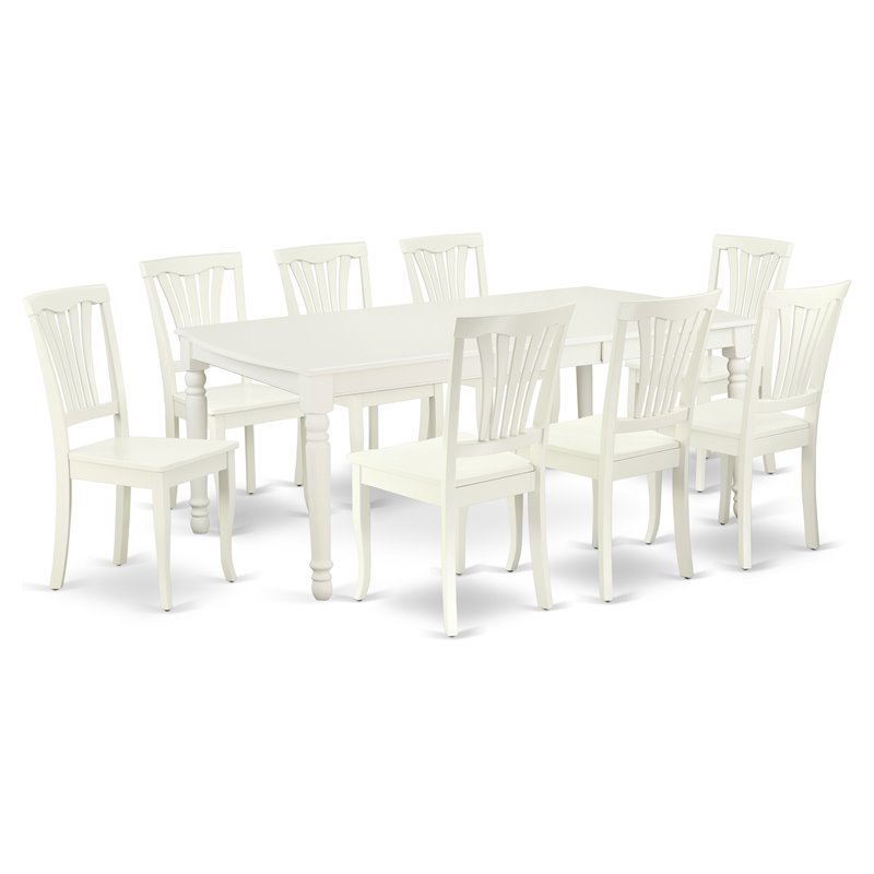 Atlin Designs 9-piece Wood Dining Set with Slatted Chairs in White