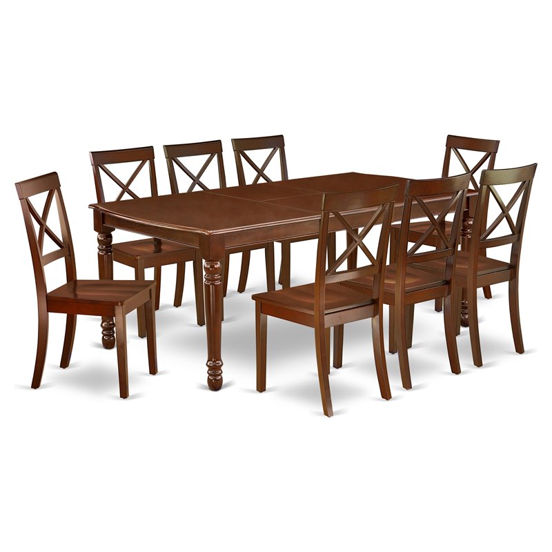 Atlin Designs 9-piece Wood Dining Table Set in Mahogany