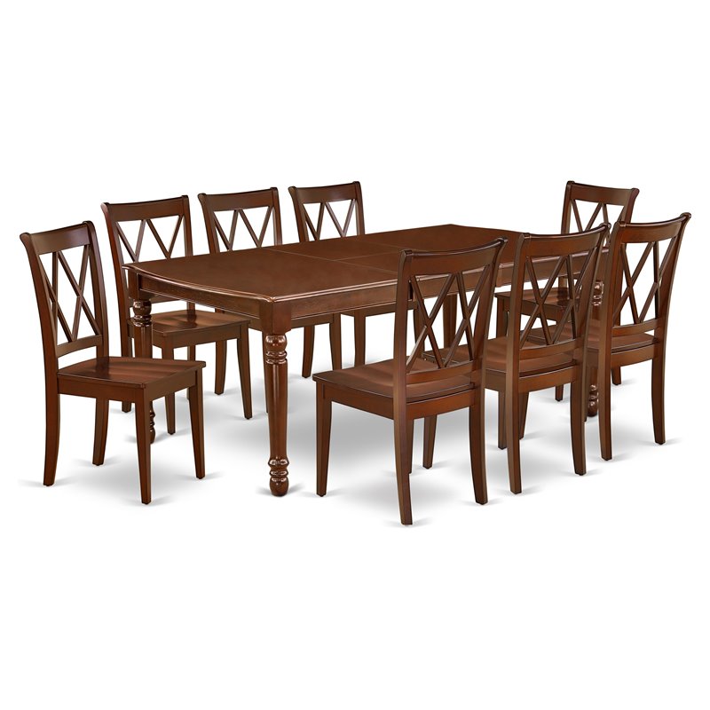Atlin Designs 9-piece Wood Dining Room Table Set in Mahogany