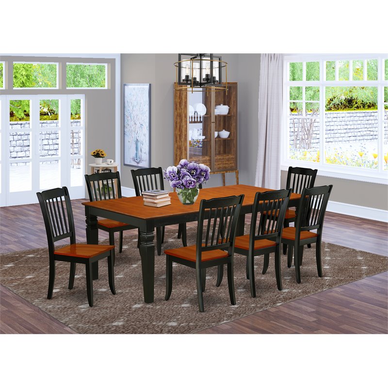 Atlin Designs 9-piece Wood Dining Table Set in Black/Cherry