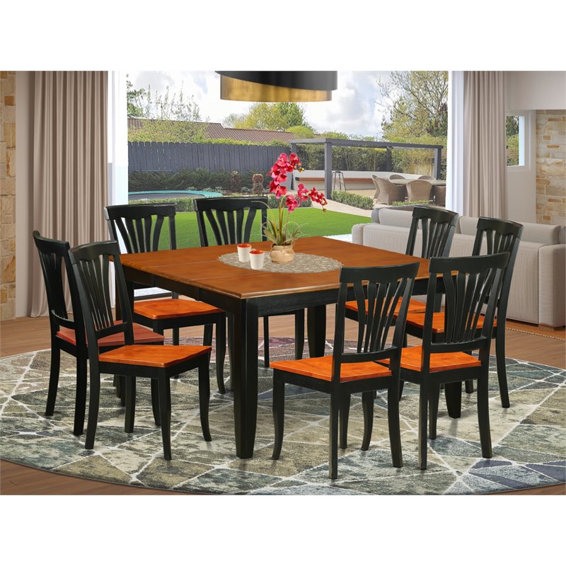 Atlin Designs 9-piece Wood Dining Room Table Set in Black/Cherry