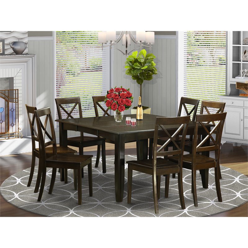 Atlin Designs 9-piece Wood Dining Table Set in Cappuccino