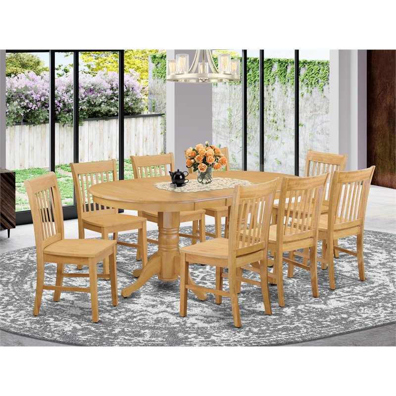 Atlin Designs Wood Oak Dining Table Oval Expandable 76