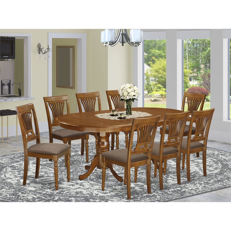 Atlin Designs 9-piece Dining Set with Linen Seat in Brown