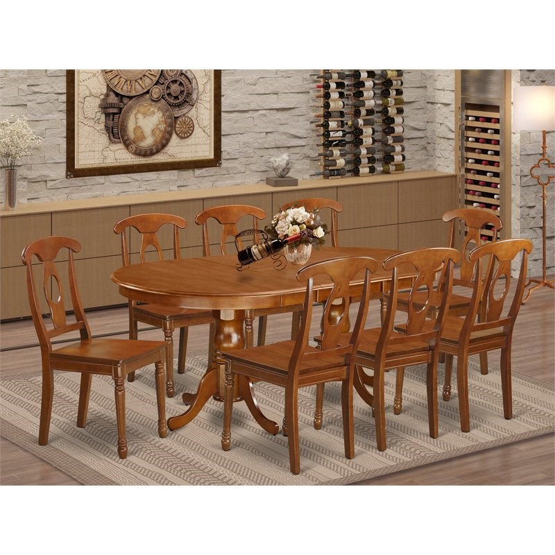 Atlin Designs 9-piece Wood Dining Table Set in Saddle Brown