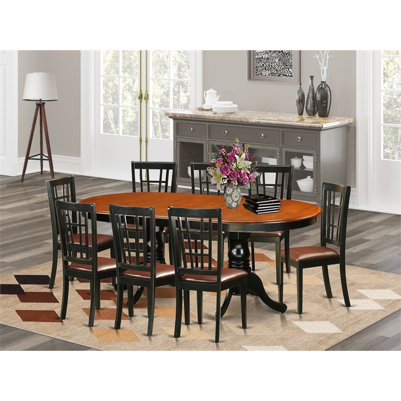 Atlin Designs 9-piece Wood Dining Table and Chair Set in Black