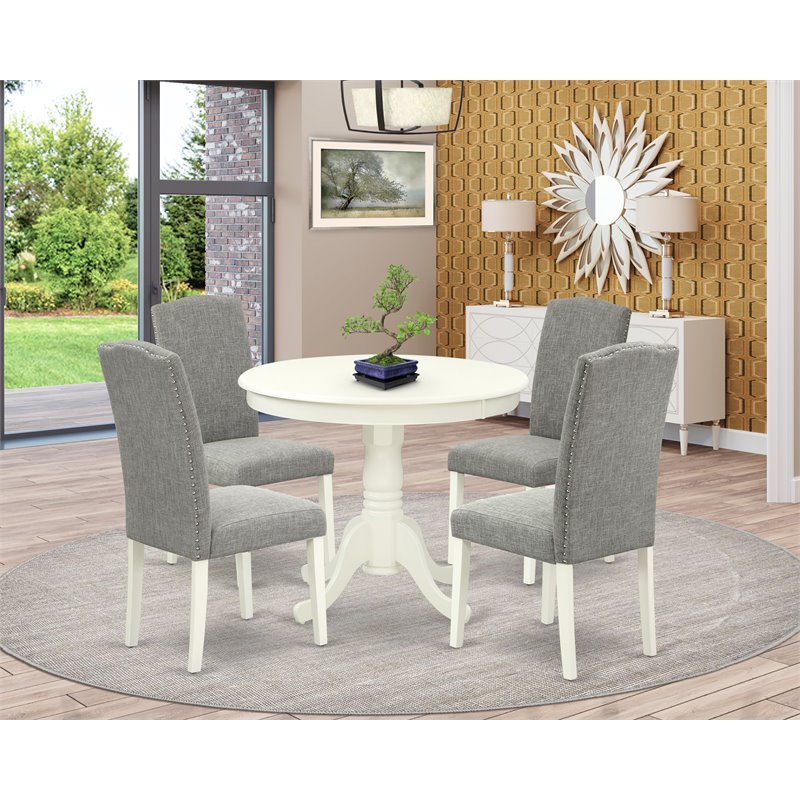 Atlin Designs 5-piece Wood Dining Set in Linen White/Dark Shitake