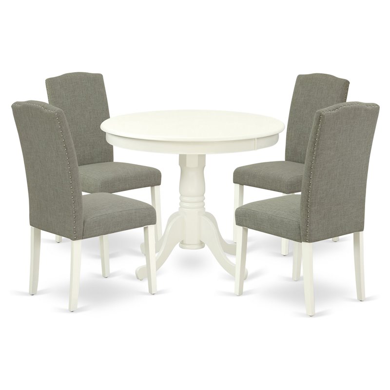 Atlin Designs 5-piece Wood Dining Set in Linen White/Dark Shitake
