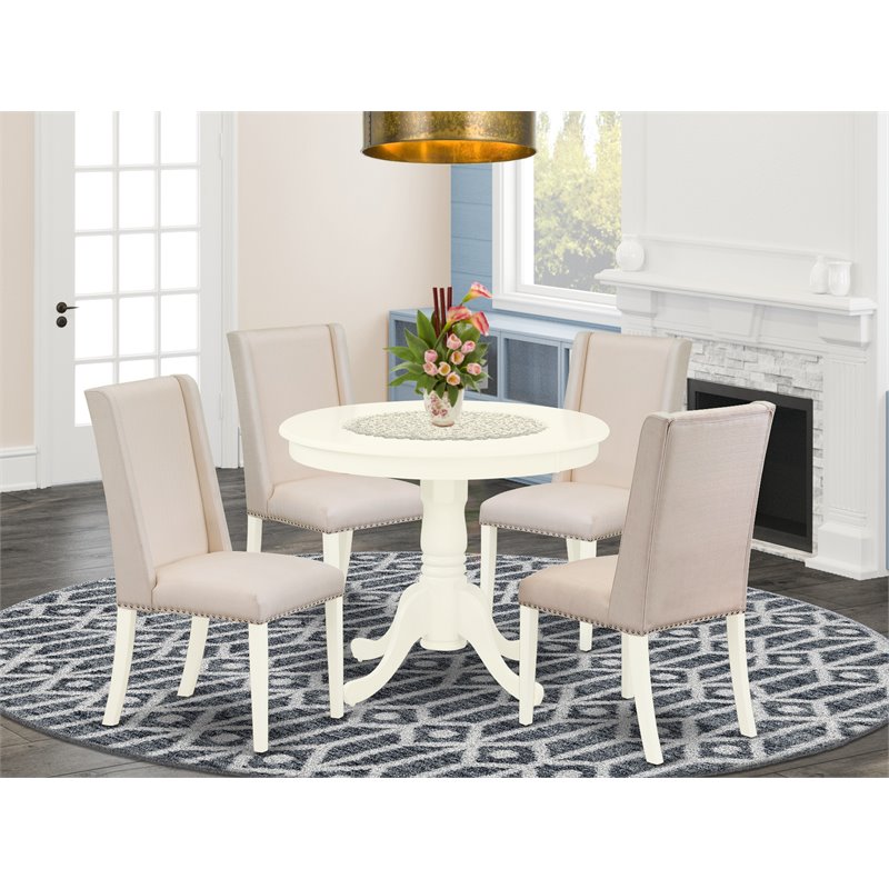 Atlin Designs 5-piece Wood Dining Set in Linen White