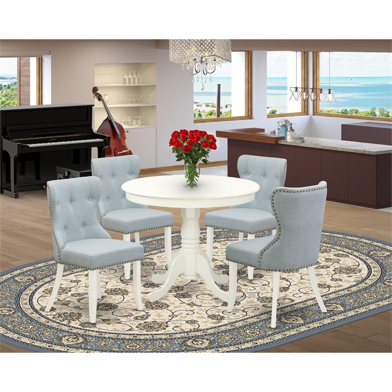 Atlin Designs 5-piece Wood Dining Room Set in Linen White