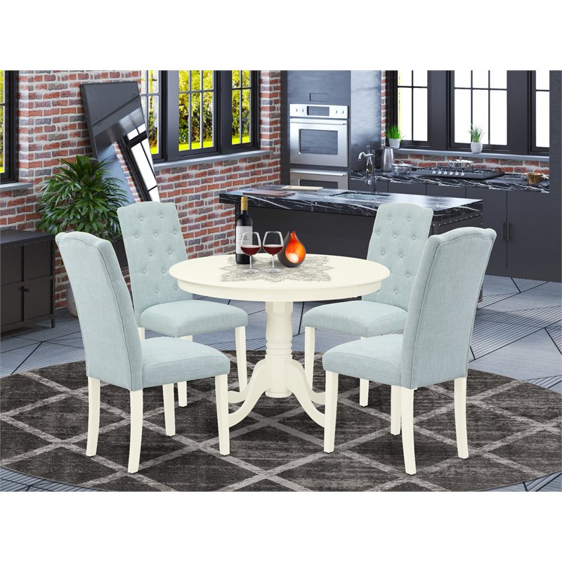 Atlin Designs 5-piece Wood Dining Set in Linen White/Baby Blue