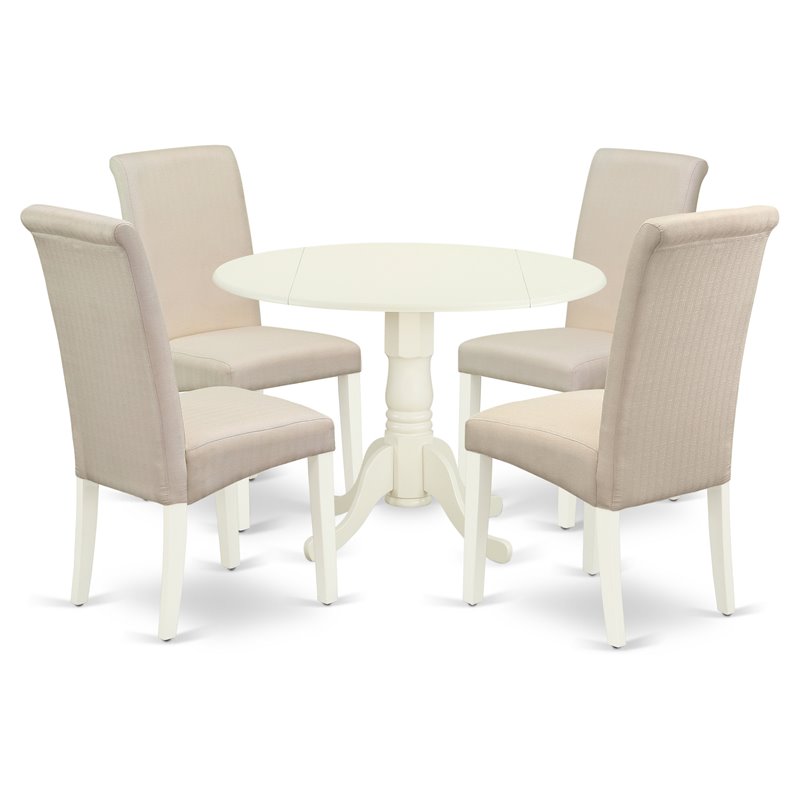 Atlin Designs 5-piece Wood Dining Set in Linen White/Cream