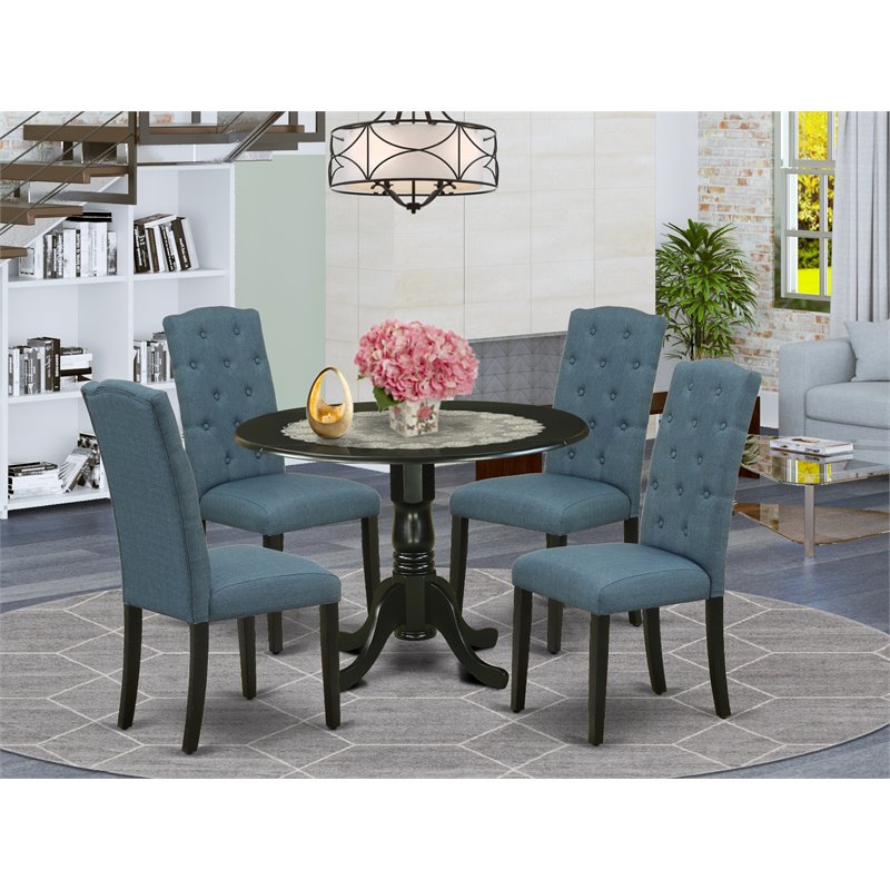 Atlin Designs 5-piece Wood Dining Set in Black/Blue