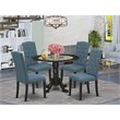 Atlin Designs 5-piece Wood Dining Set in Black/Blue