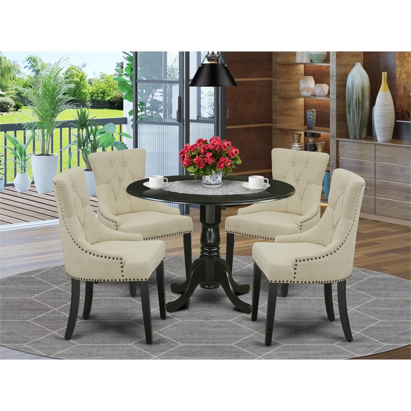 Atlin Designs 5-piece Wood Dining Set in Black/Light Beige