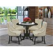 Atlin Designs 5-piece Wood Dining Set in Black/Light Beige