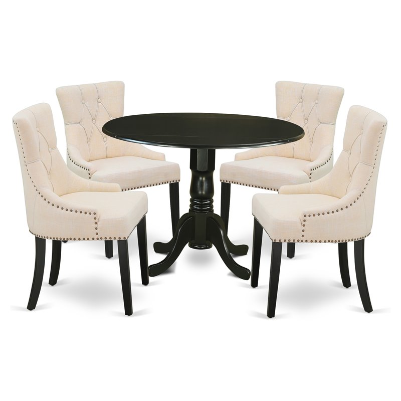 Atlin Designs 5-piece Wood Dining Set in Black/Light Beige