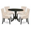 Atlin Designs 5-piece Wood Dining Set in Black/Light Beige