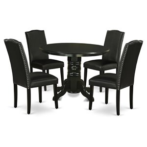 Atlin Designs 5-piece Wood Dining Table Set in Black