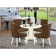 Atlin Designs 5-piece Wood Dining Set in Linen White/Dark Coffee