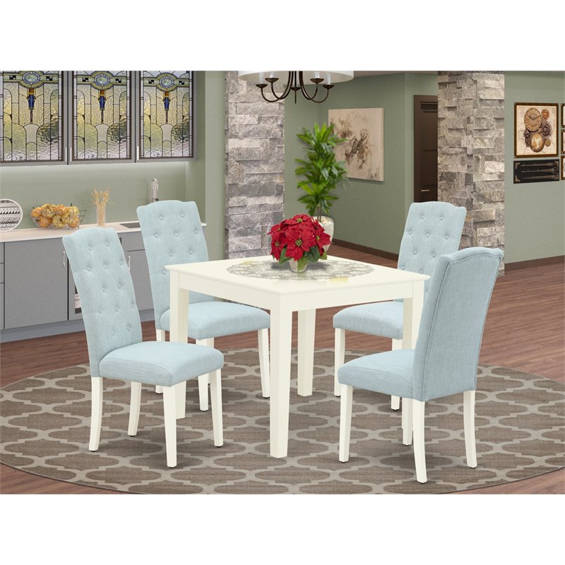 Atlin Designs 5-piece Wood Dining Set in Linen White/Baby Blue