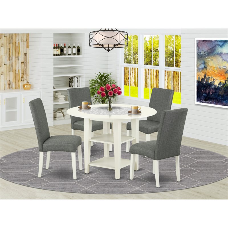 Atlin Designs 5-piece Wood Dining Set in Linen White/Gray