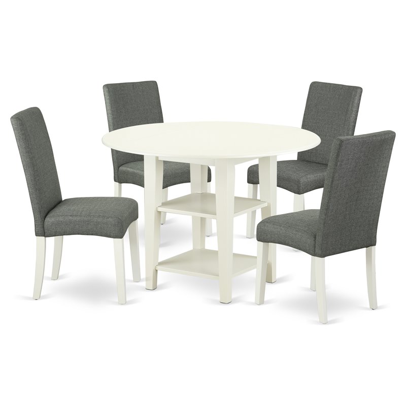 Atlin Designs 5-piece Wood Dining Set in Linen White/Gray