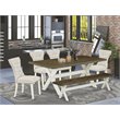 Atlin Designs 6-piece Wood Dining Table Set in Linen White/Doeskin