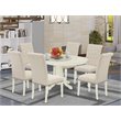 Atlin Designs 7-piece Wood Dinette Set in Linen White/Light Beige