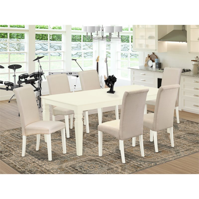 Atlin Designs 7-piece Wood Dinette Set in Linen White/Cream
