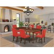 Atlin Designs 7-piece Wood Dining Set in Mahogany/Firebrick Red