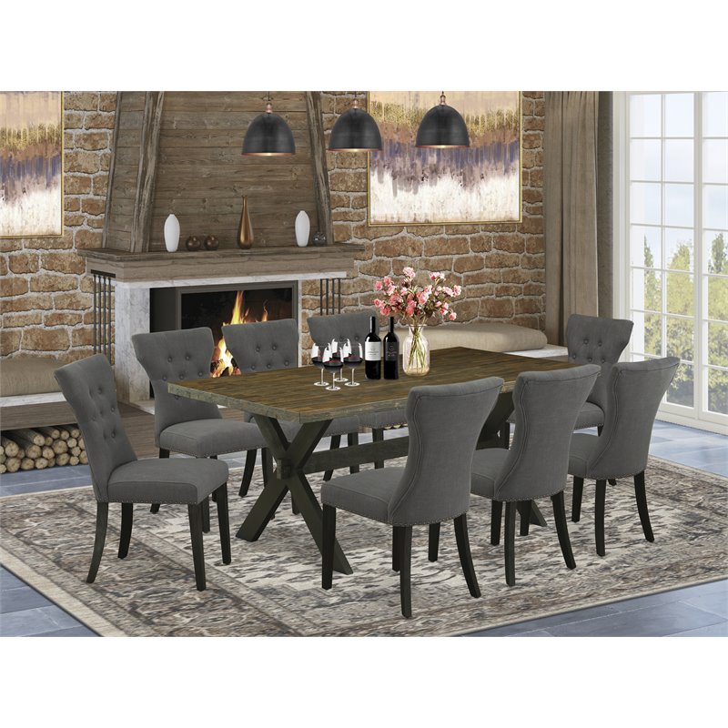 Atlin Designs 9-piece Wood Dining Room Set in Dark Gotham Gray